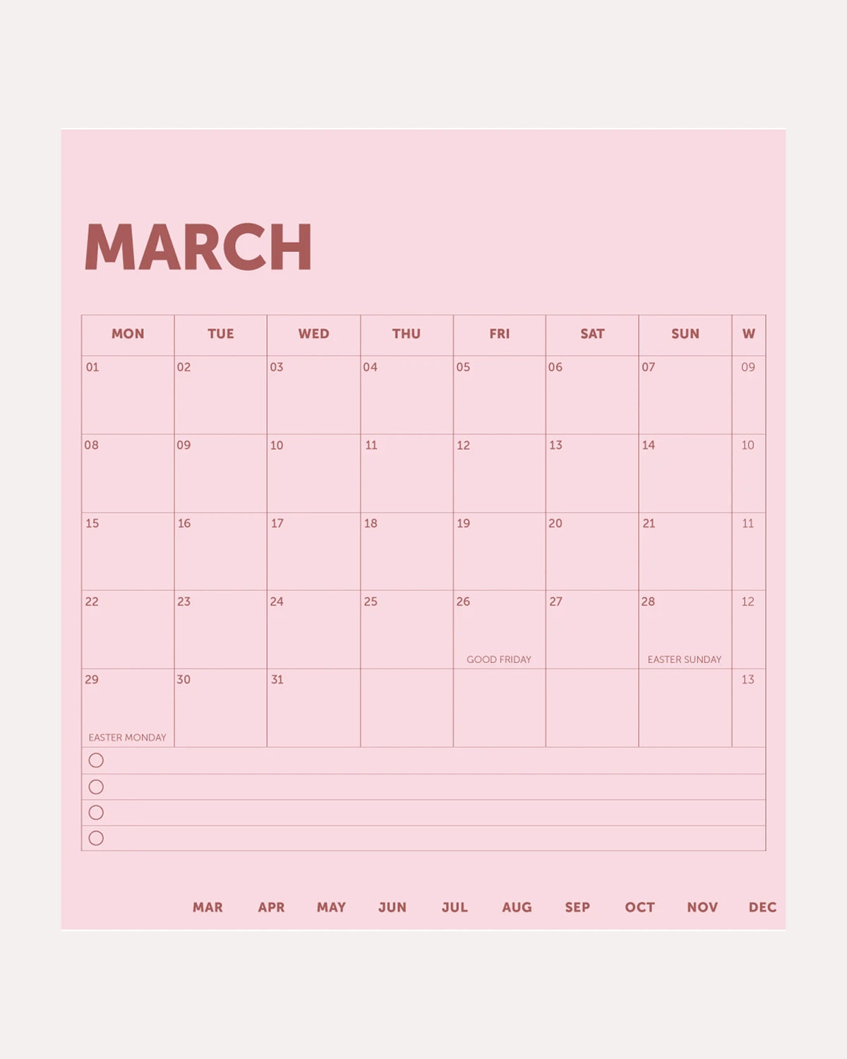 Skrivebordskalender - desk planner - 2027