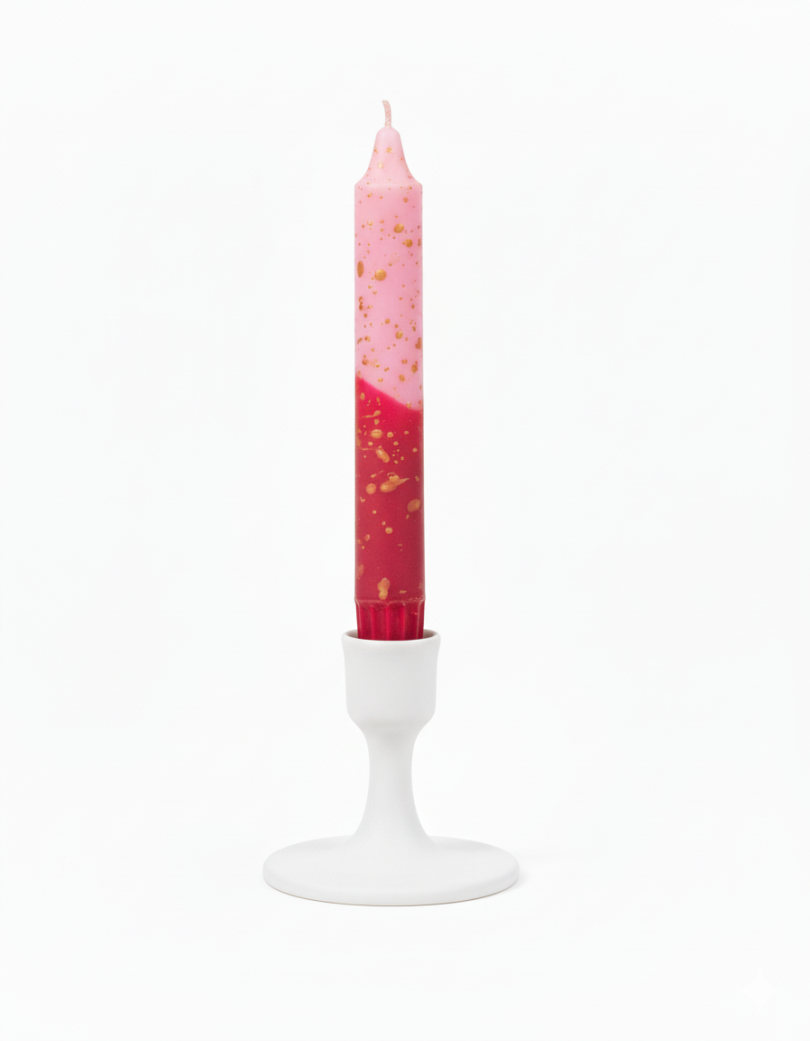 Håndlavet lys - confetti - pink / rød