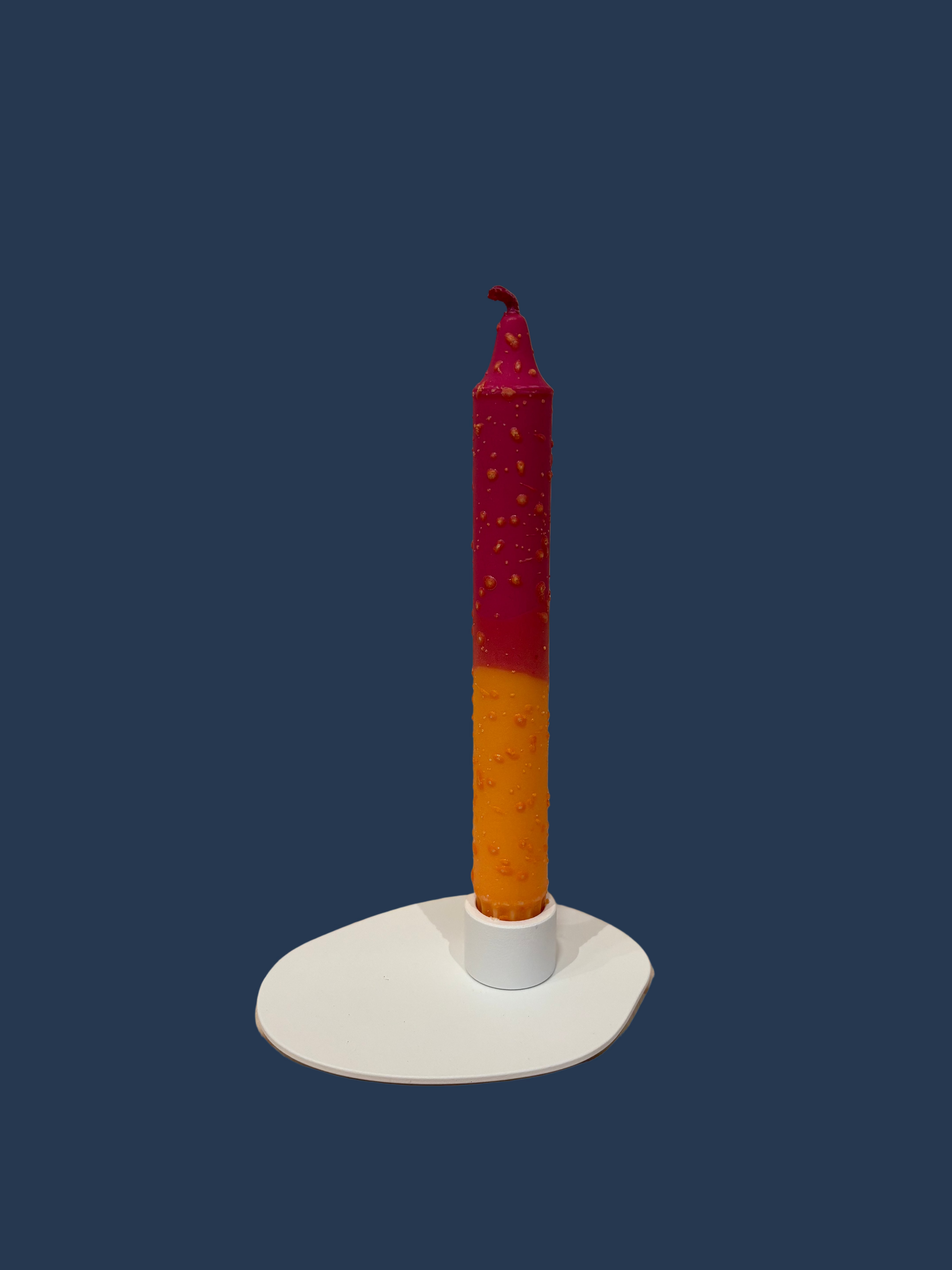Håndlavet lys - pink / orange med orange confetti