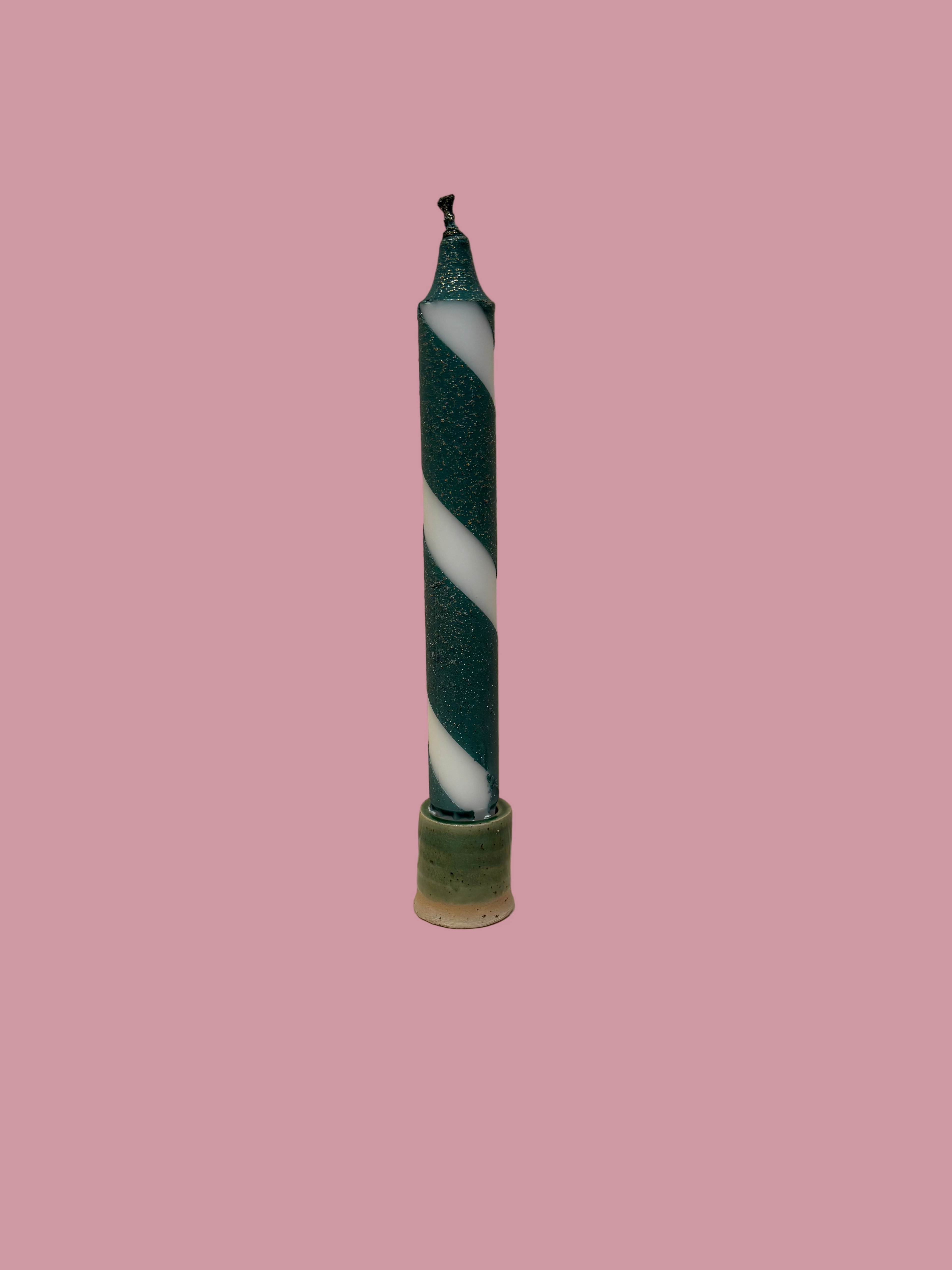 Håndlavet lys - Grøn glimmer swirl