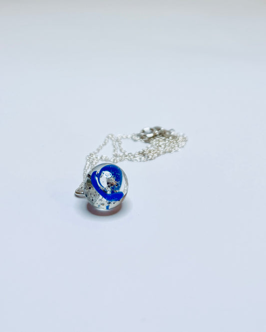 Necklace with blue glass color and soil from Kongens Have