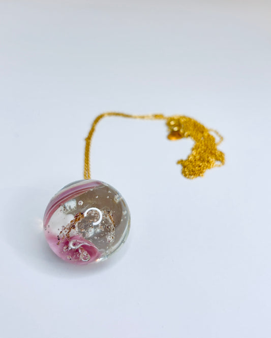 Large glass bead necklace with gold leaf and soil from Kongens Have