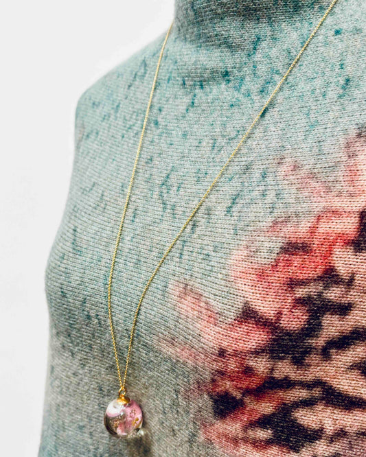 Large glass bead necklace with gold leaf and soil from Kongens Have