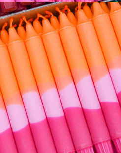 Håndlavet lys - Orange / pink / mørk pink (peach punch)