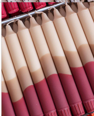 Håndlavet lys - Beige / Brun / Rød