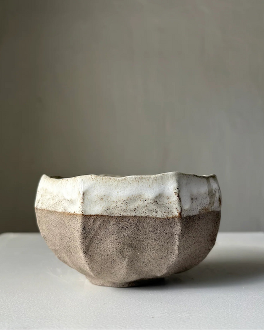 Boble kop grå dyp med hvid glaze - stor