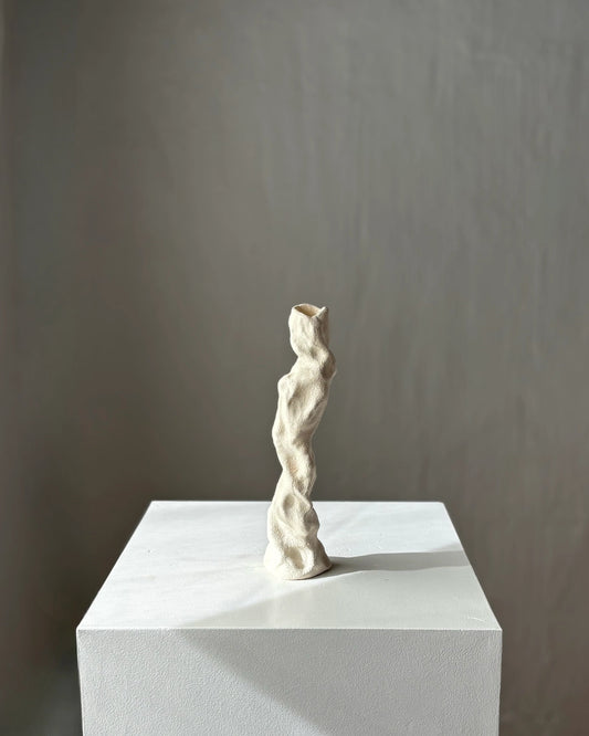Tall - Branch candlestick in raw clay (unglazed)