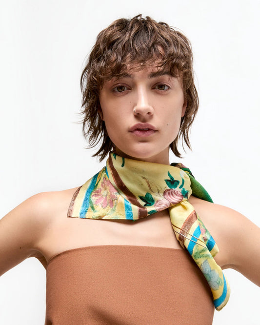Iki scarf in silk twill - Botany