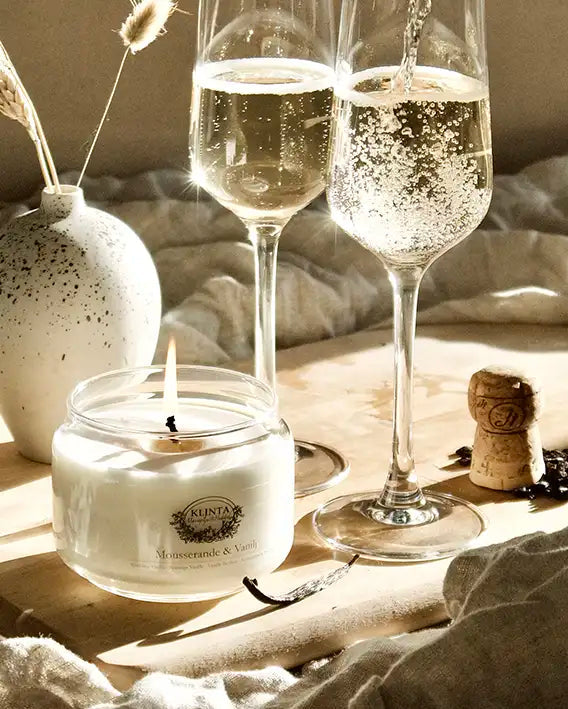 Duftlys med trælåg - 60 timer